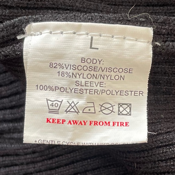 QED London Sheer Polka Dot Long Puffy Sleeve Whimsigoth Black Ribbed Knit Medium - Picture 9 of 10